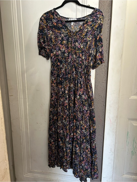 Jessica Simpson Dresses & Skirts - Jessica Simpson Navy Maxi Dress with Pink and Yellow Floral Print